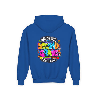 Second Grade Kids' Hoodie - "Watch Out Second Grade Here I Come" Back-to-School Sweatshirt