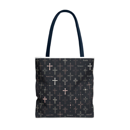 Cross Pattern Tote Bag — Faith & Grace Religious All-Over Print Tote