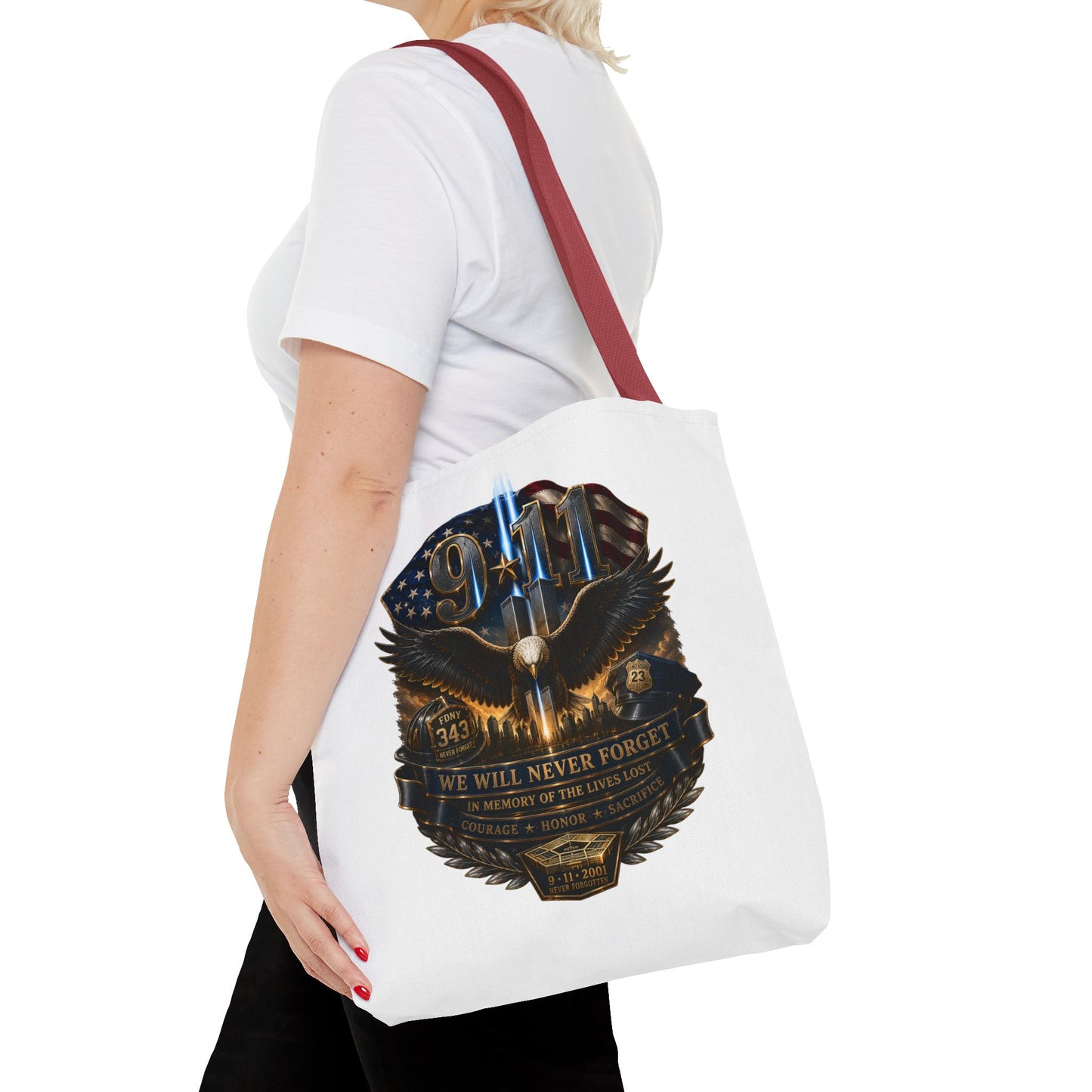 9/11 Memorial Eagle Tote Bag – Never Forget Tribute Tote