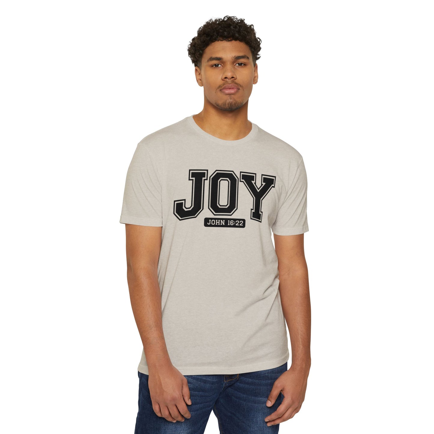 Joy T-Shirt – Christian Scripture John 16:22 College-Style Tee