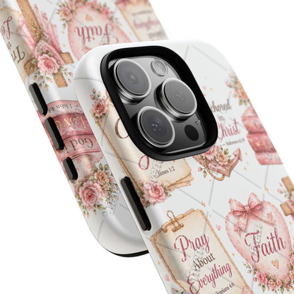 Faith Floral Phone Case – Christian Inspirational Scripture iPhone Cover (Choose Joy, Pray, Faith)