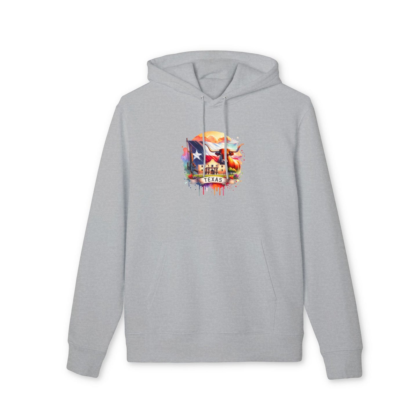 Texas Flag Skull Hoodie — Watercolor Lone Star Texas Pride Pullover