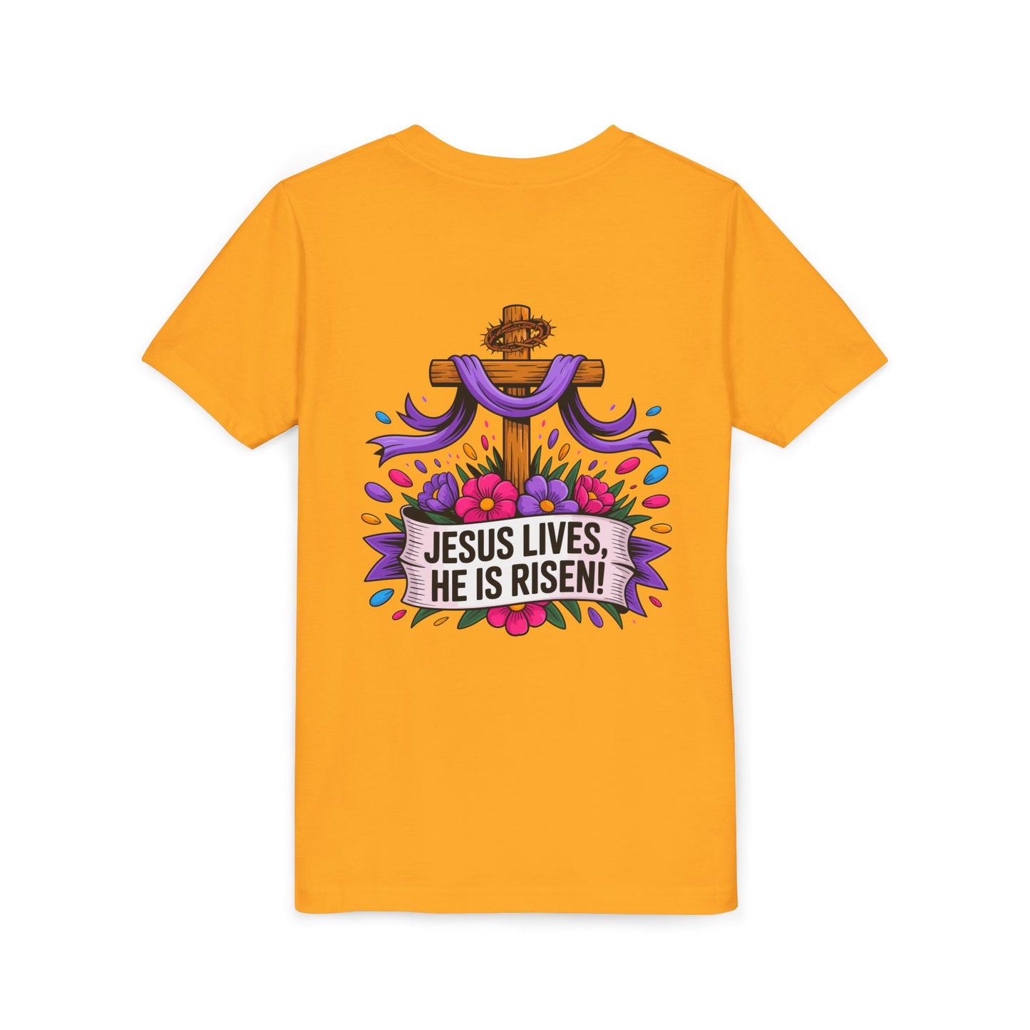 Youth Tee — "Jesus Lives, He Is Risen!" Easter Christian Tee