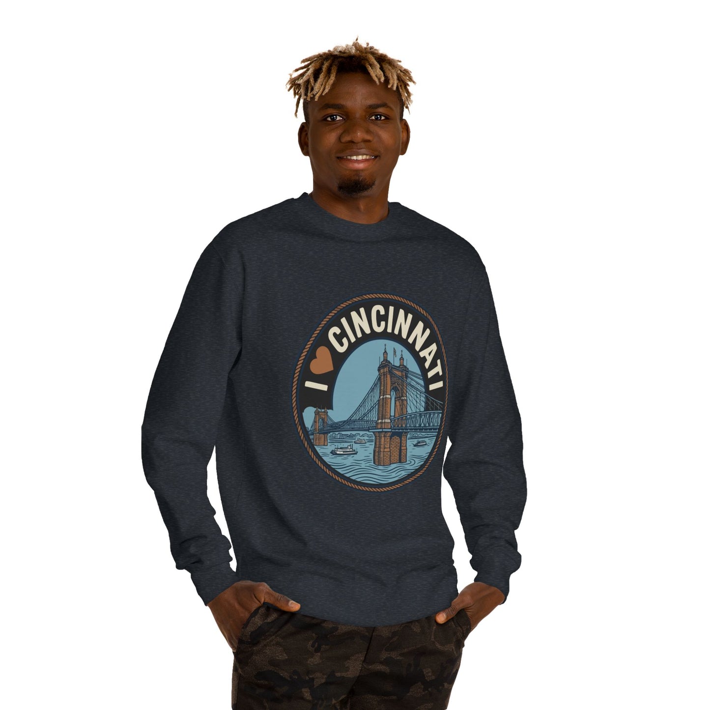 Cincinnati Bridge Crewneck Sweatshirt — I  Cincinnati Graphic