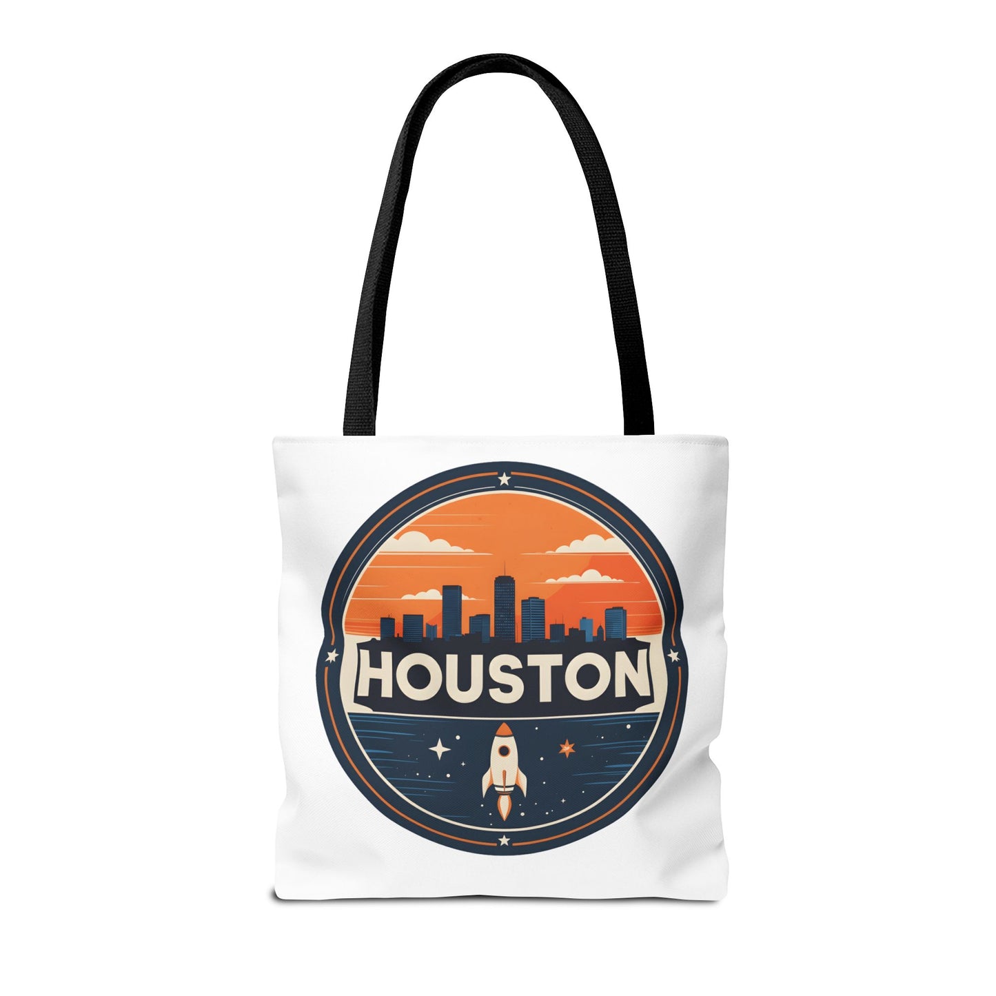Houston Skyline Rocket Tote Bag – Retro Space City Canvas Tote