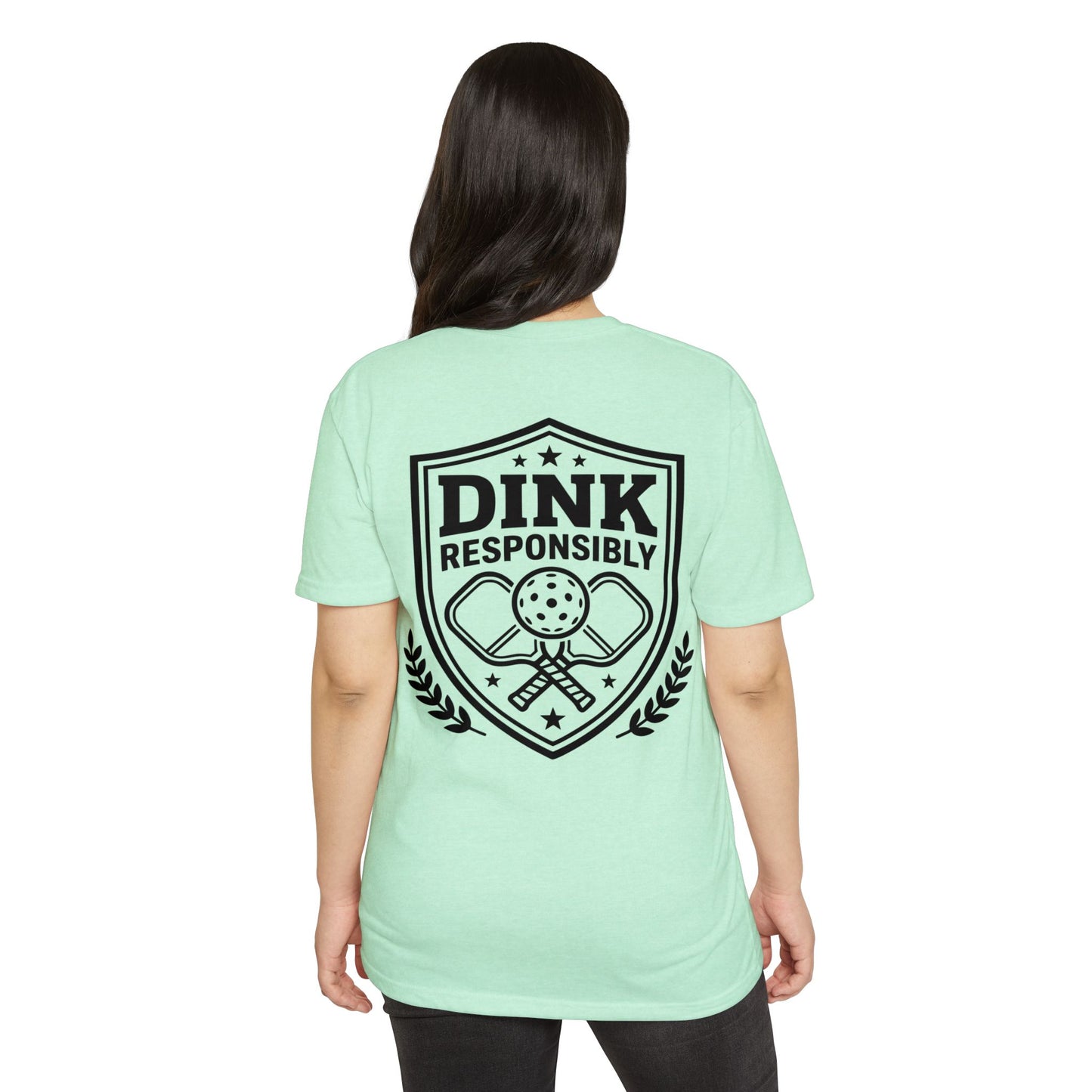 Dink Responsibly Pickleball T-Shirt — Vintage Shield Design