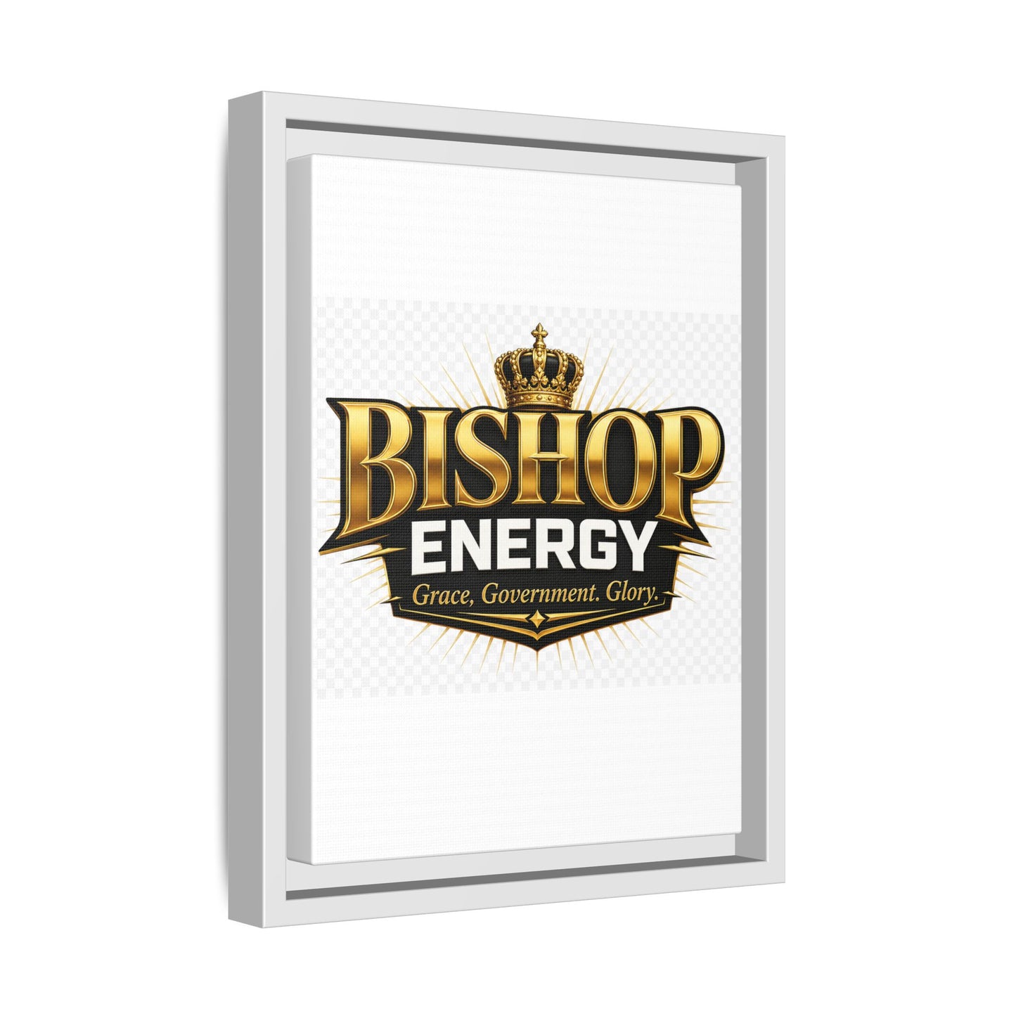 Framed Canvas Art - "Bishop Energy" Gold Crown Logo (Matte)