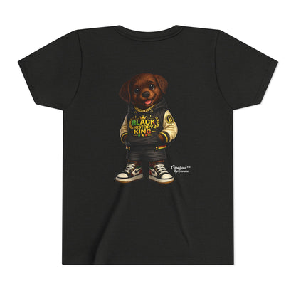 Youth Tee — 'Black History King' Puppy Graphic Shirt
