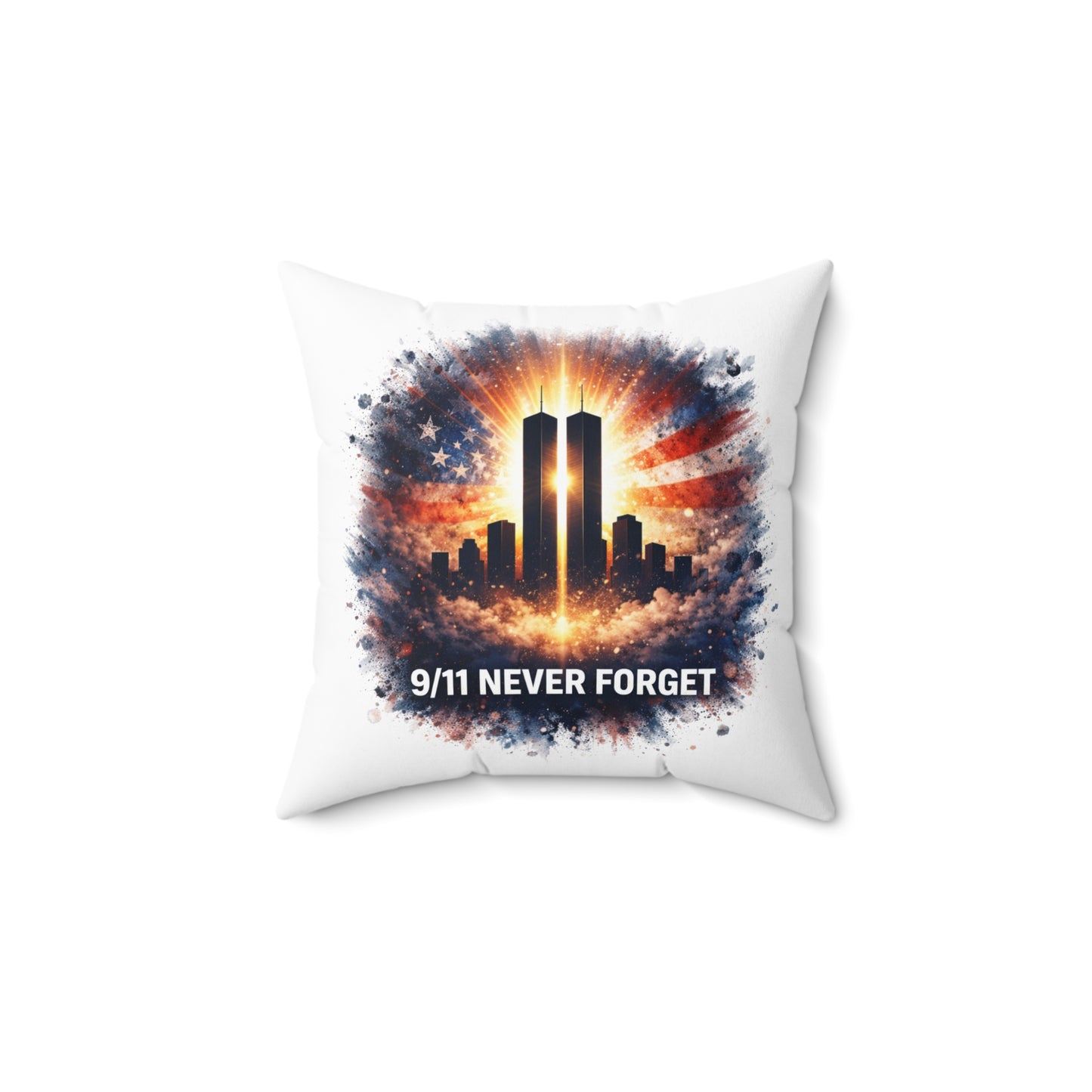 9/11 Never Forget Memorial Pillow — Twin Towers Tribute Throw Pillow