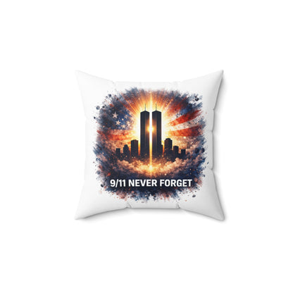 9/11 Never Forget Memorial Pillow — Twin Towers Tribute Throw Pillow