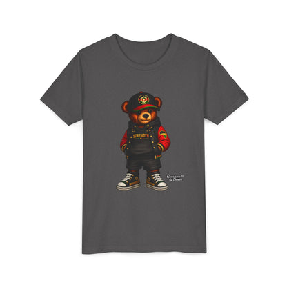 Kids Teddy Bear Streetwear Tee — 'Strength' Graphic Youth T-Shirt