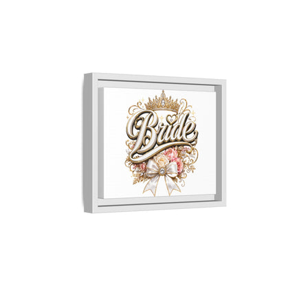 Framed Bride Canvas Wall Art — Elegant Bridal Crown & Floral Wedding Decor
