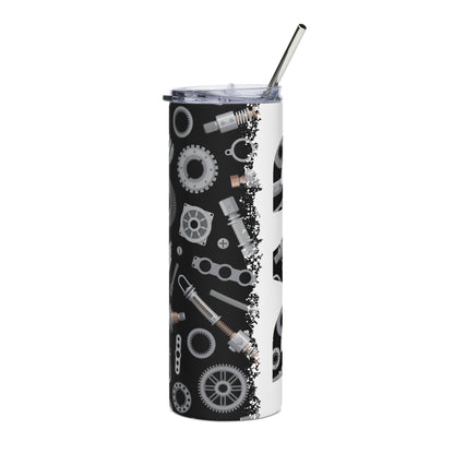 20oz Mechanical Gears Stainless Steel Tumbler — Industrial Automotive Tool Design