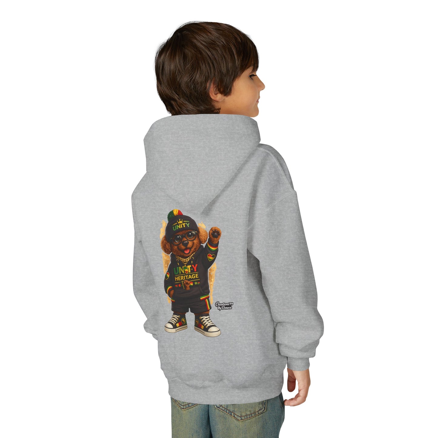 Youth Hoodie — Cool Rasta Bear Graphic Kids Sweatshirt