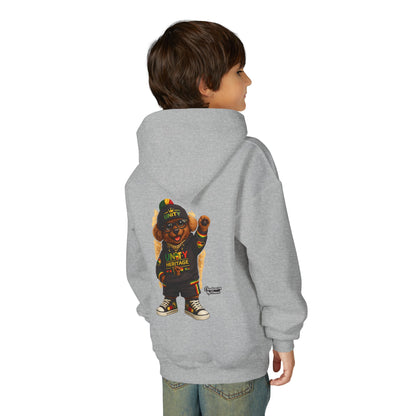 Youth Hoodie — Cool Rasta Bear Graphic Kids Sweatshirt