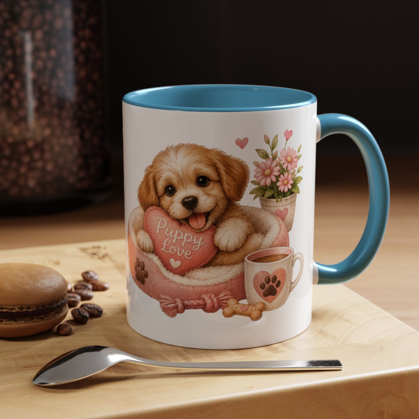 Puppy Love Coffee Mug — Cute Dog Heart Accent Mug (11/15oz)
