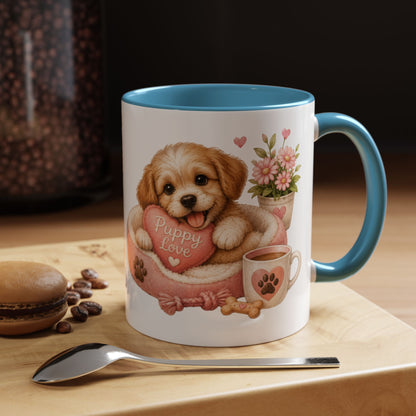 Puppy Love Coffee Mug — Cute Dog Heart Accent Mug (11/15oz)