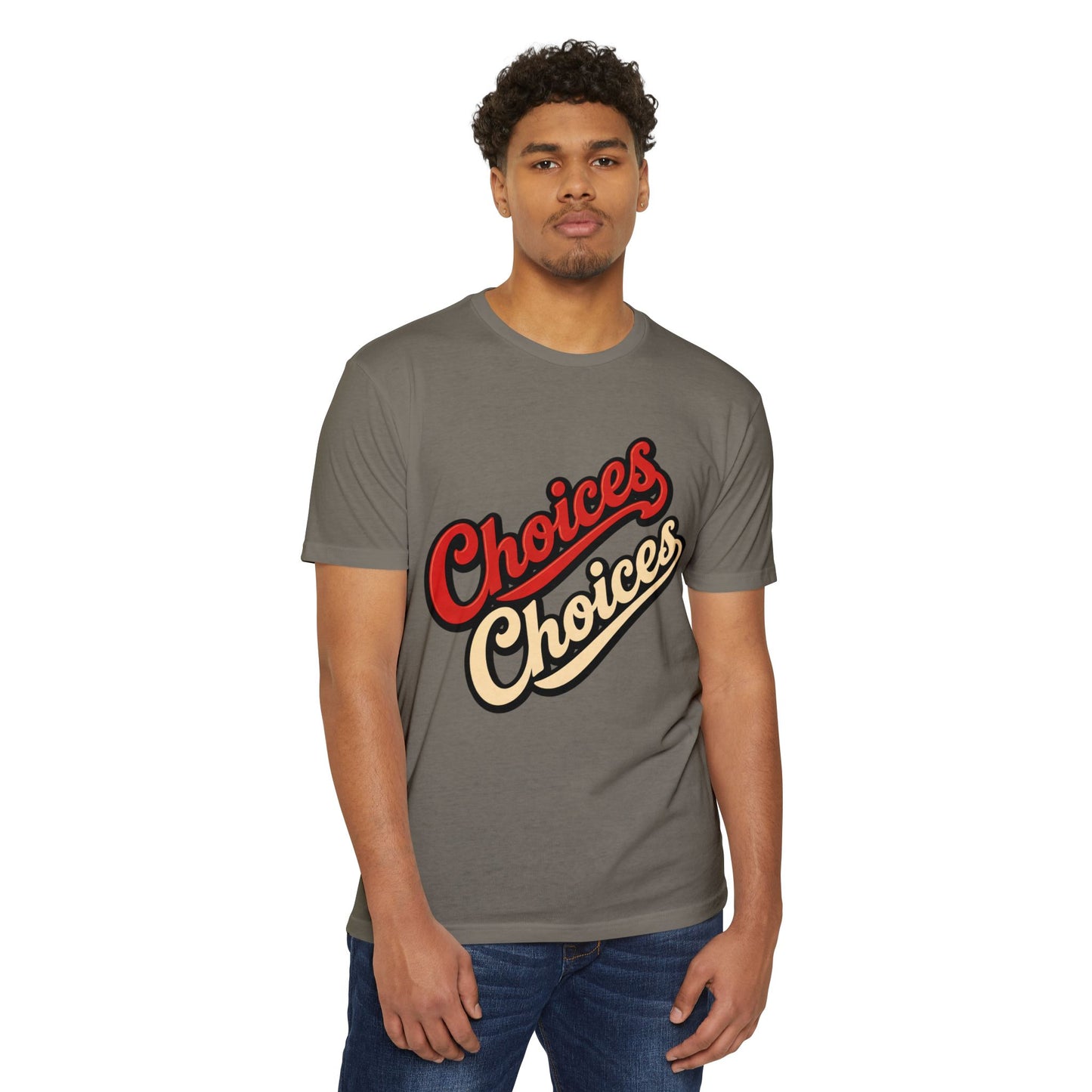 Choices Script T-Shirt — Retro Double-Word Graphic Tee