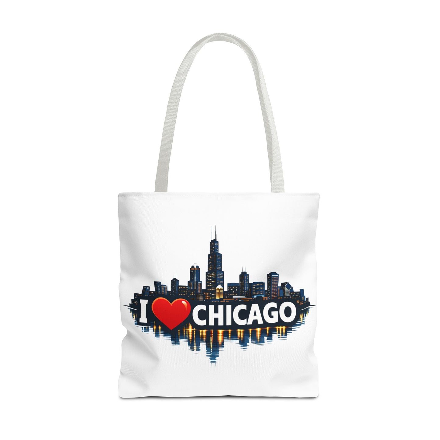 I  Chicago Skyline Tote Bag — Cityscape Reversible All-Over Print Tote