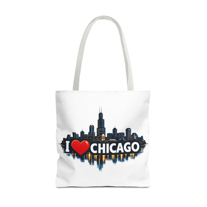 I  Chicago Skyline Tote Bag — Cityscape Reversible All-Over Print Tote