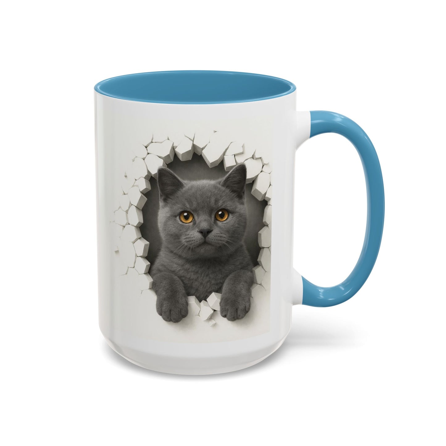 Peekaboo Grey Cat Accent Coffee Mug – Cute 11/15oz Cat Lover Gift