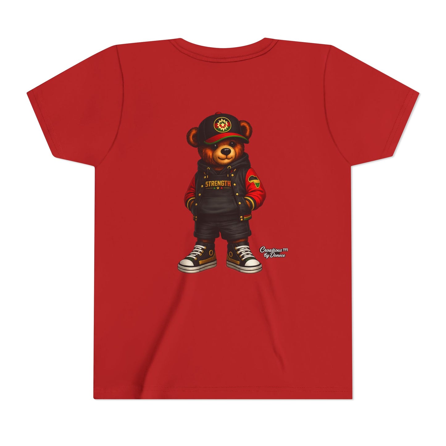 Kids Teddy Bear Streetwear Tee — 'Strength' Graphic Youth T-Shirt