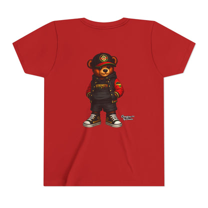 Kids Teddy Bear Streetwear Tee — 'Strength' Graphic Youth T-Shirt