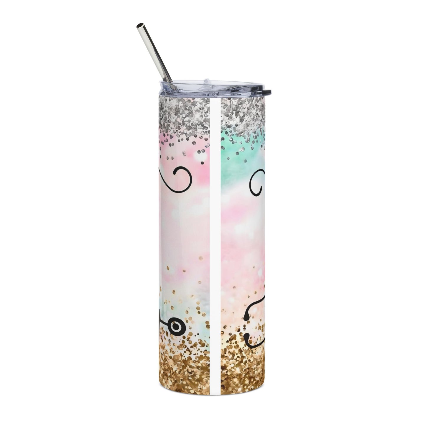 Nurse Definition 20oz Stainless Steel Tumbler — Glitter Heartbeat Travel Cup