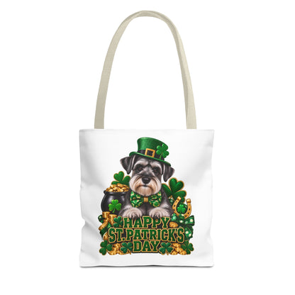 St. Patrick’s Day Schnauzer Tote Bag — Happy St. Patrick’s Day Shamrock & Gold Pot Gift