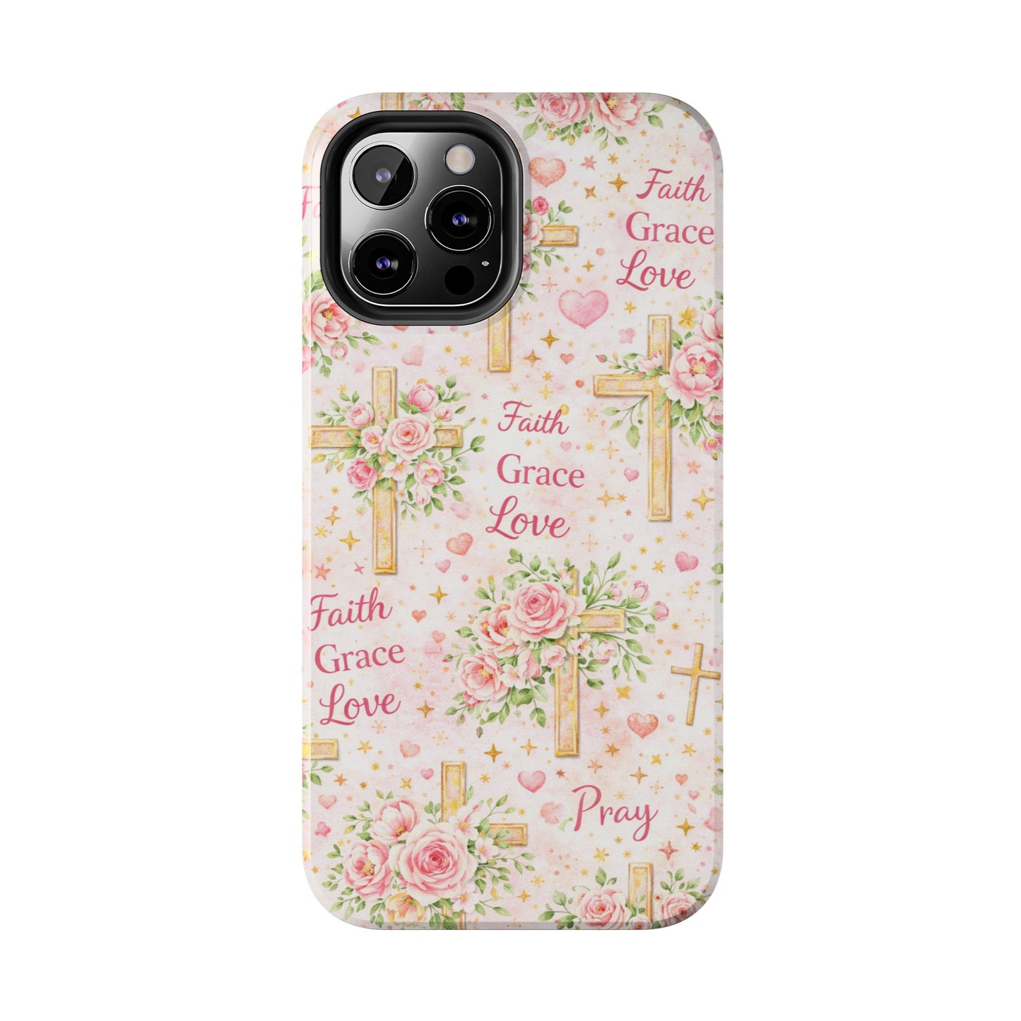 Faith Grace Love Cross Phone Case | Christian Floral iPhone Case