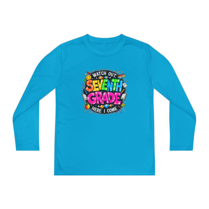 Seventh Grade Kids Long Sleeve Tee — "Watch Out… Here I Come" Back-to-School Shirt