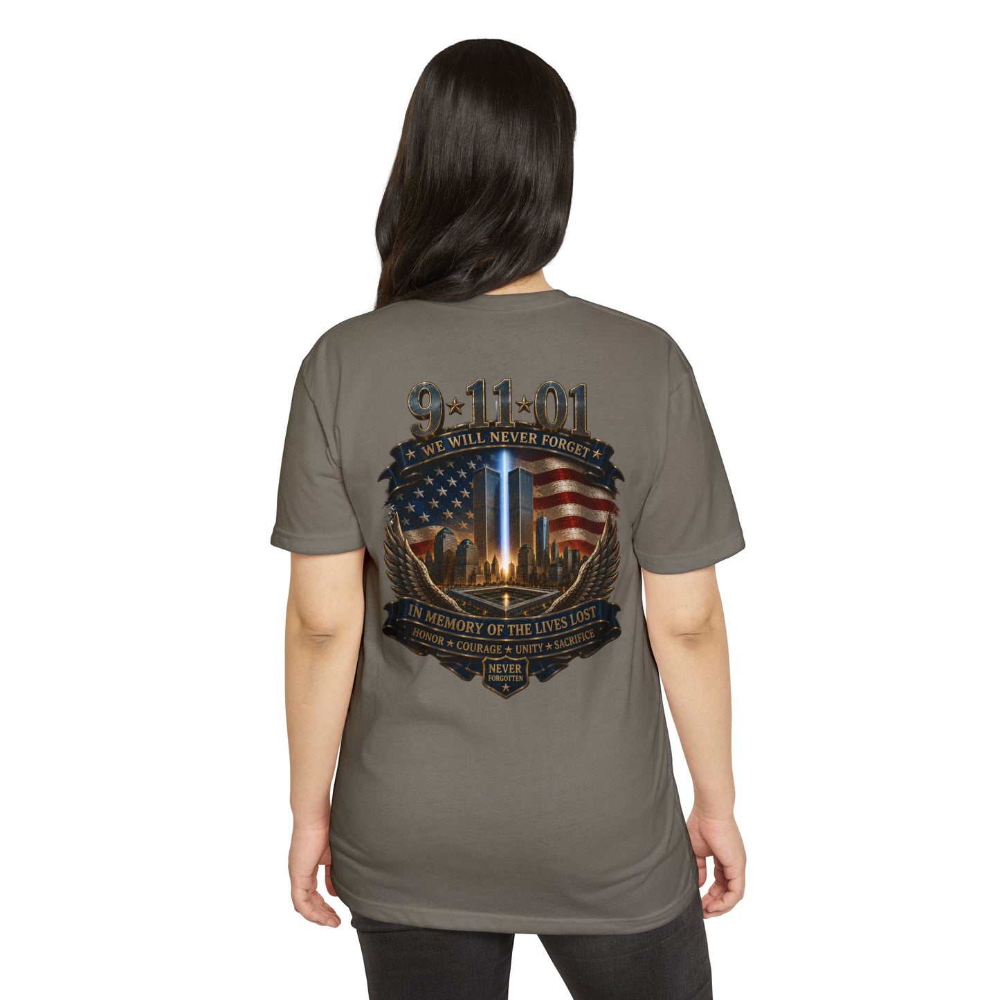 9/11 Memorial T-Shirt — "We Will Never Forget" Tribute Tee