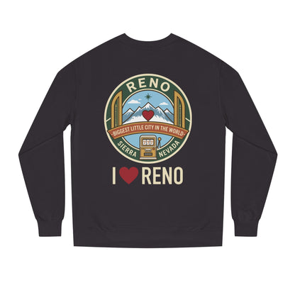 I  Reno Sweatshirt — Vintage Reno Nevada Mountain Badge Crewneck