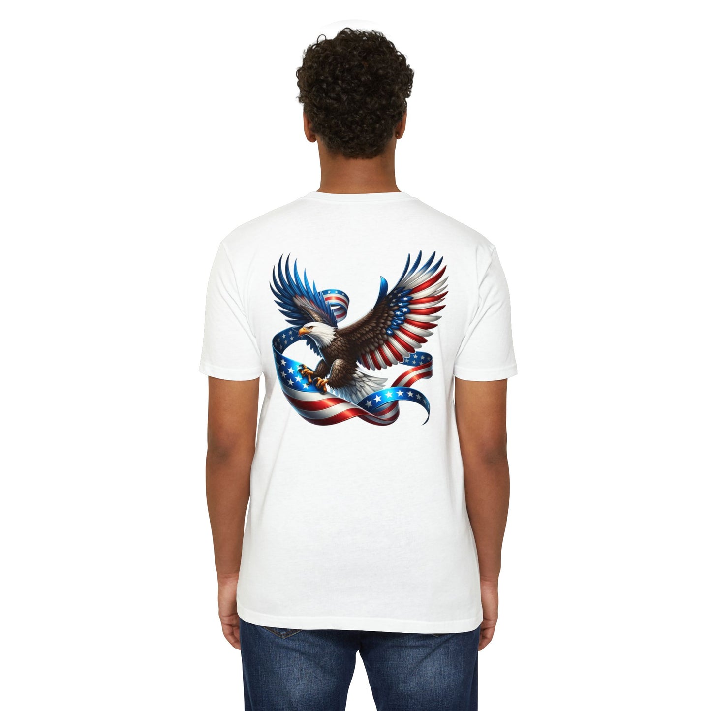 Patriotic Eagle T-Shirt — American Flag Ribbon Graphic