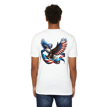 Patriotic Eagle T-Shirt — American Flag Ribbon Graphic
