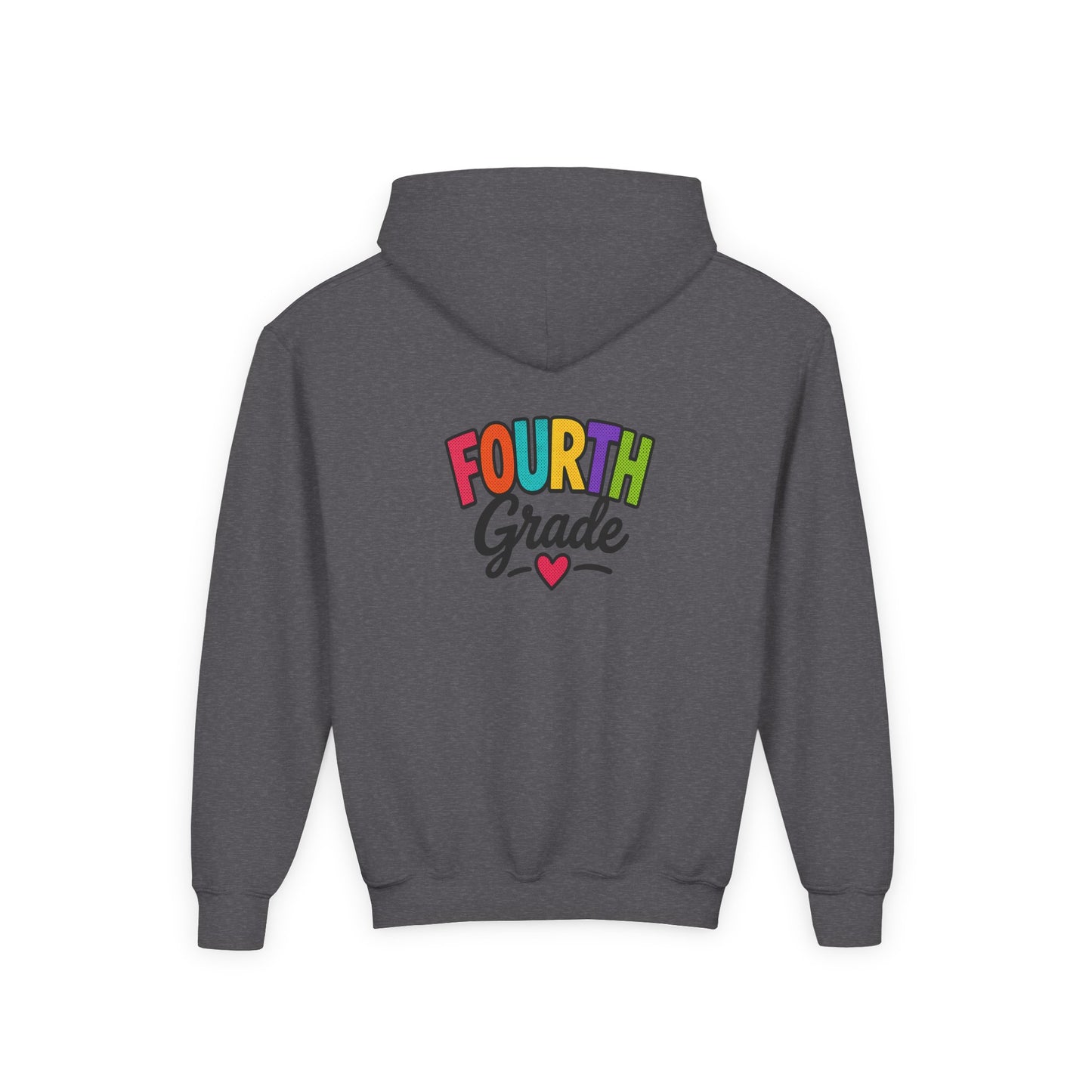 Fourth Grade Hoodie — Colorful Kids School Sweatshirt (“Fourth Grade” with Heart)