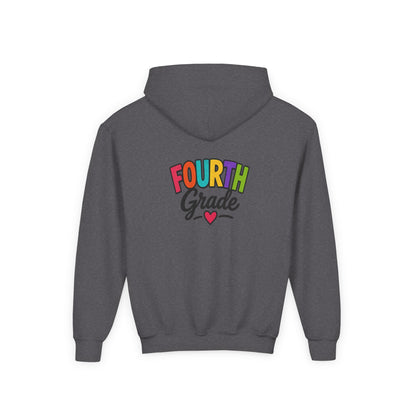 Fourth Grade Hoodie — Colorful Kids School Sweatshirt (“Fourth Grade” with Heart)