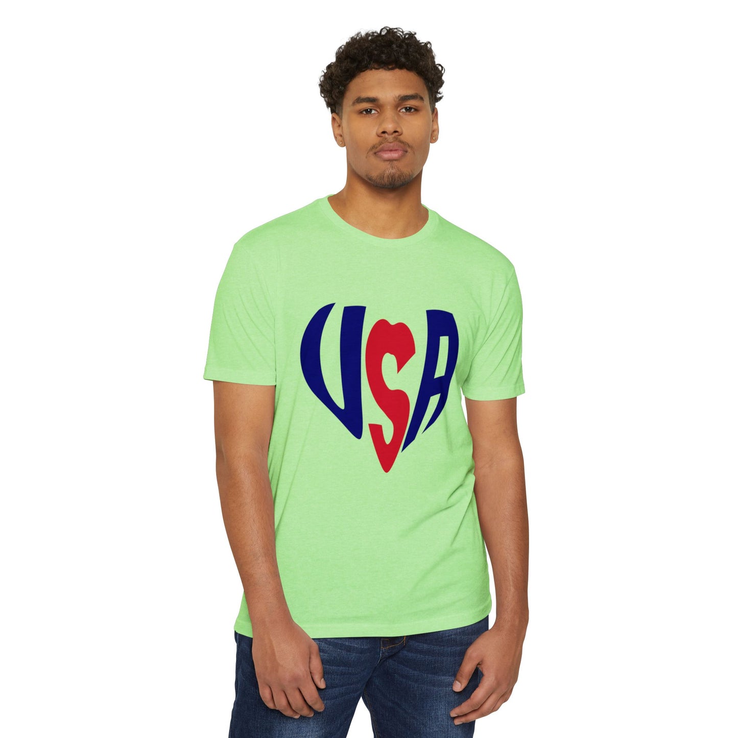 USA Heart T-Shirt — Patriotic Red & Blue Tee for 4th of July