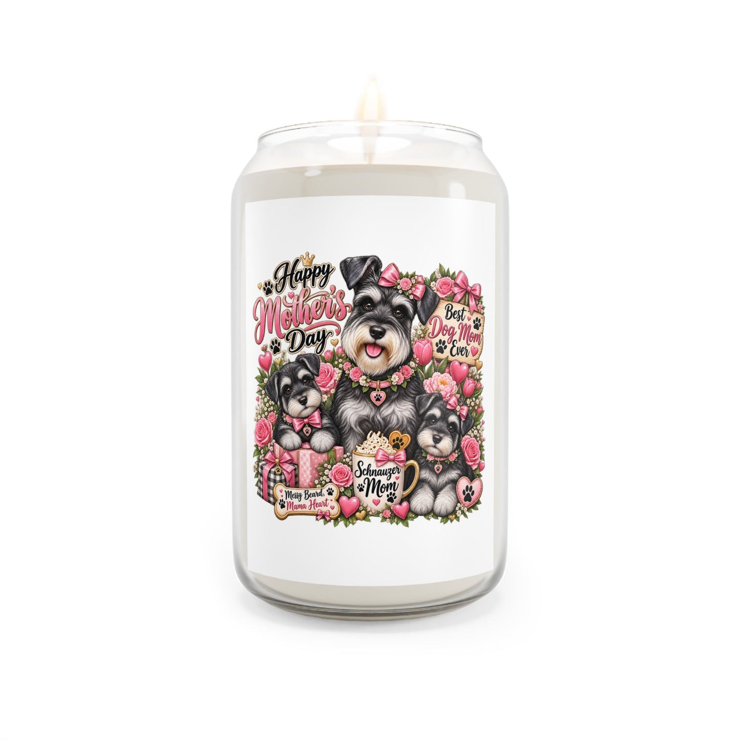 Mother's Day Schnauzer Soy Candle — "Happy Mother's Day" 13.75oz