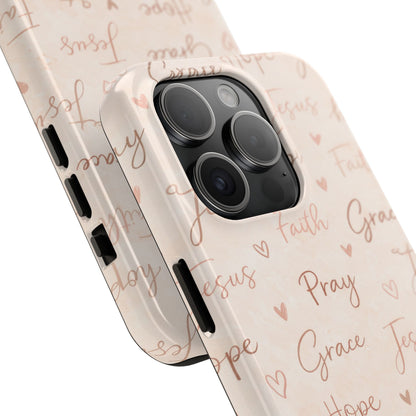 Pray Grace Hope Phone Case | Christian Floral iPhone Case