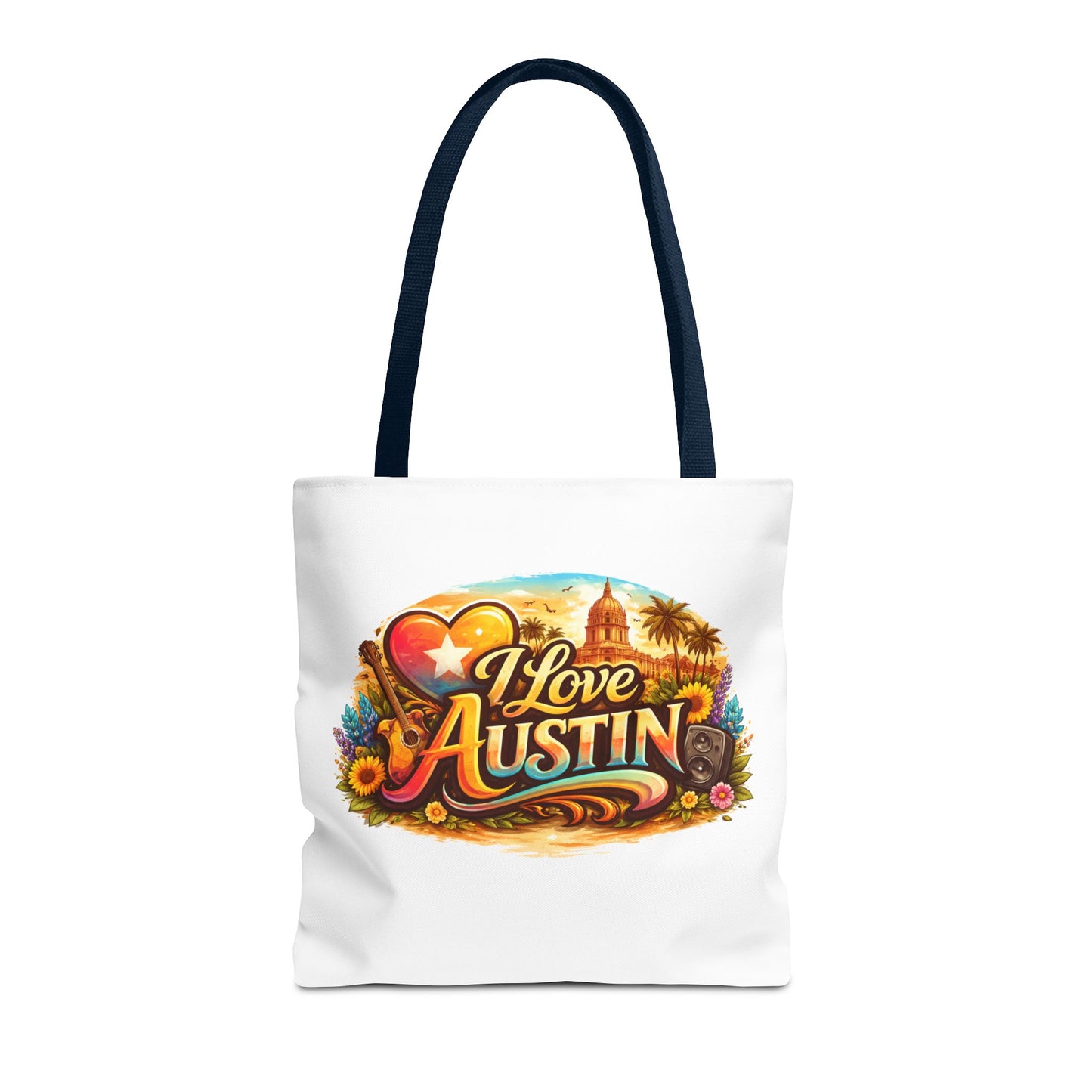 I Love Austin Tote Bag — Retro Cityscape Cotton Shopper
