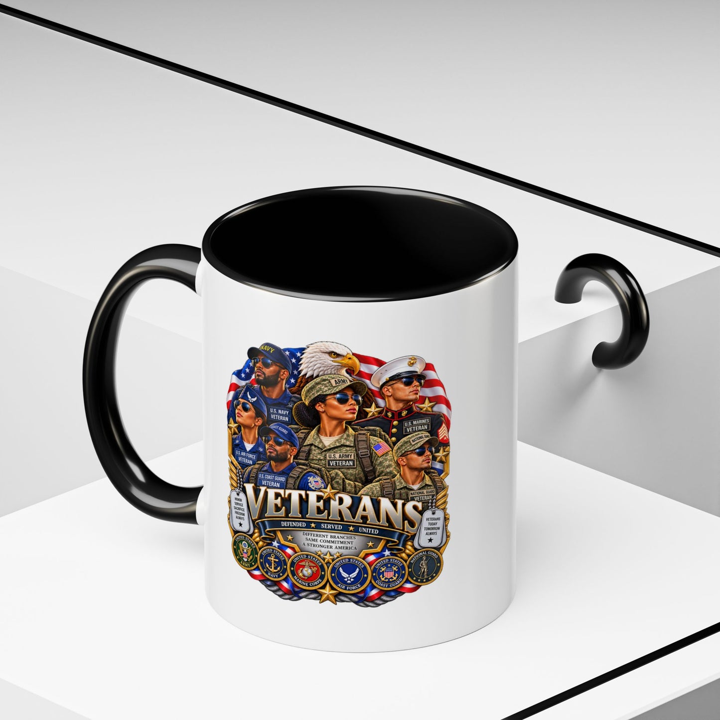 Veterans Tribute Accent Coffee Mug — Patriotic Military Veteran Gift (11/15oz)