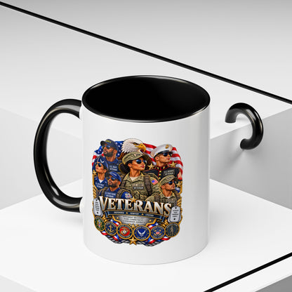 Veterans Tribute Accent Coffee Mug — Patriotic Military Veteran Gift (11/15oz)