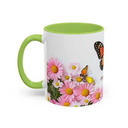 Mother's Day Butterfly Coffee Mug — "Happy Mother's Day" Floral 11/15oz Accent Mug