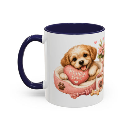 Puppy Love Coffee Mug — Cute Dog Heart Accent Mug (11/15oz)