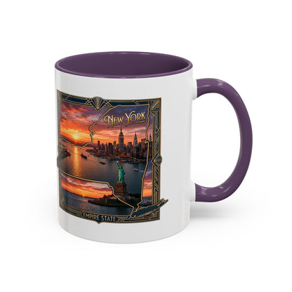 New York Skyline Accent Coffee Mug — Empire State Sunset Scene (11/15oz)