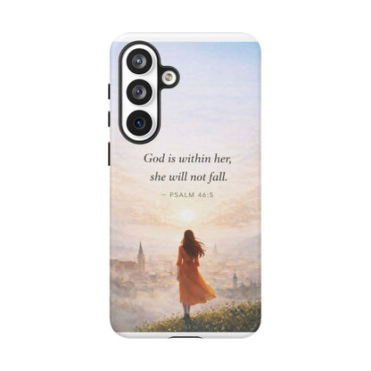Inspirational Psalm 46:5 Phone Case — 'God is within her, she will not fall' Christian Phone Cover