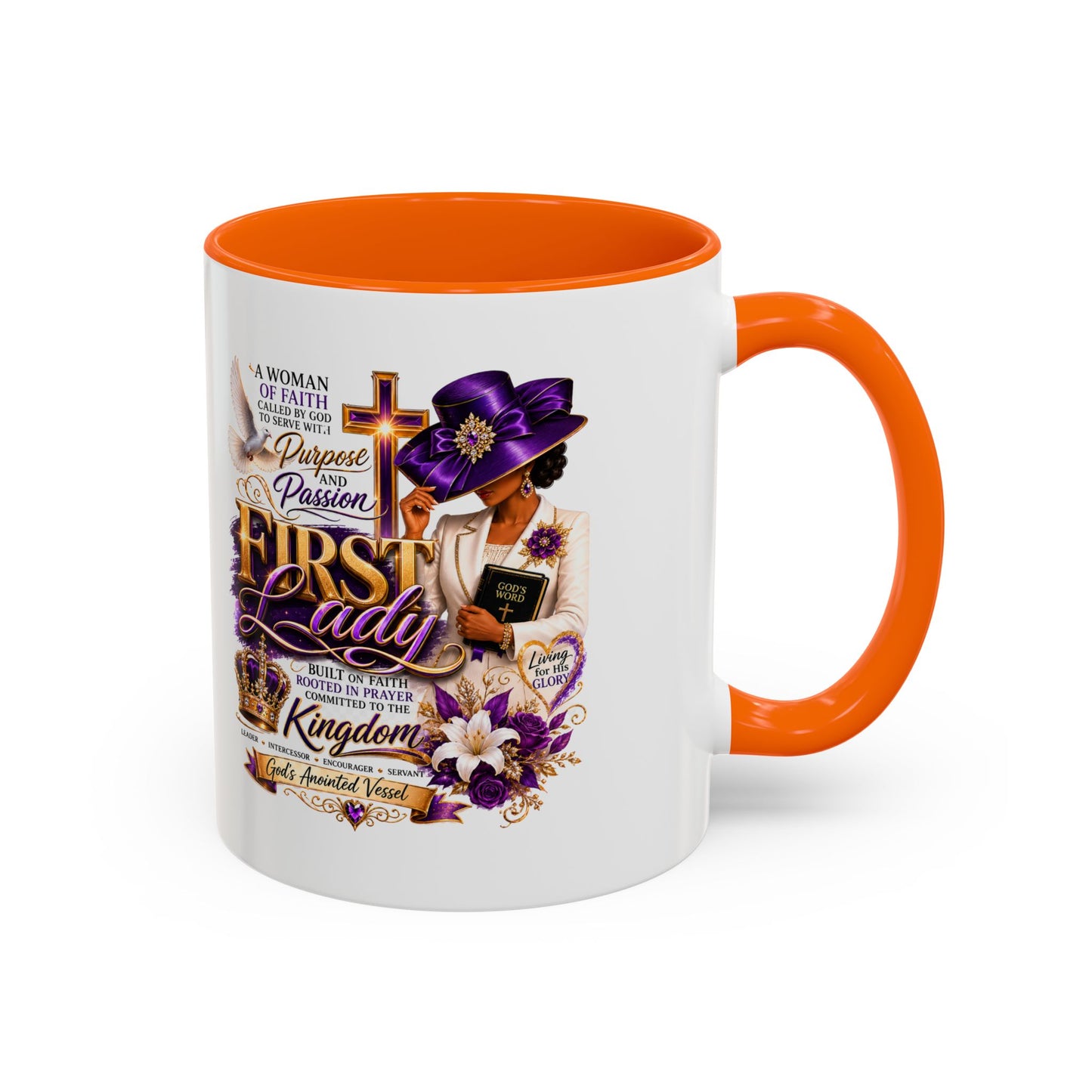 First Lady of Faith Accent Coffee Mug — Inspirational Christian Gift (11/15oz)
