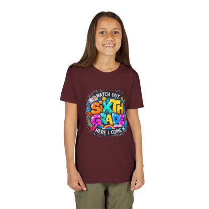 Youth Tee — "Watch Out Sixth Grade Here I Come" Back-to-School Graphic Shirt