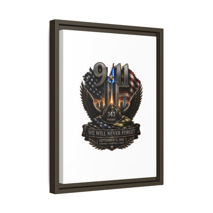 9/11 Memorial Matte Canvas Print — "We Will Never Forget" Framed Tribute